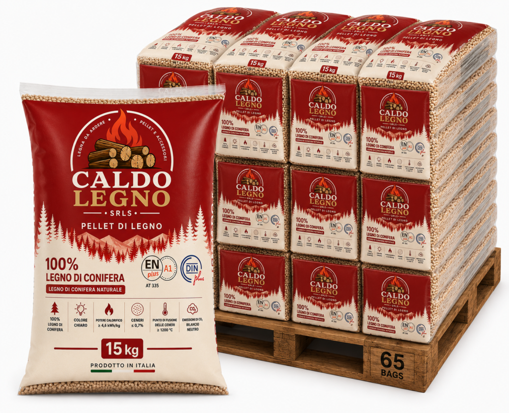 Caldo-Legno Pellets ENplus A1 DINplus | Bancale 65 Sacchi 15 kg