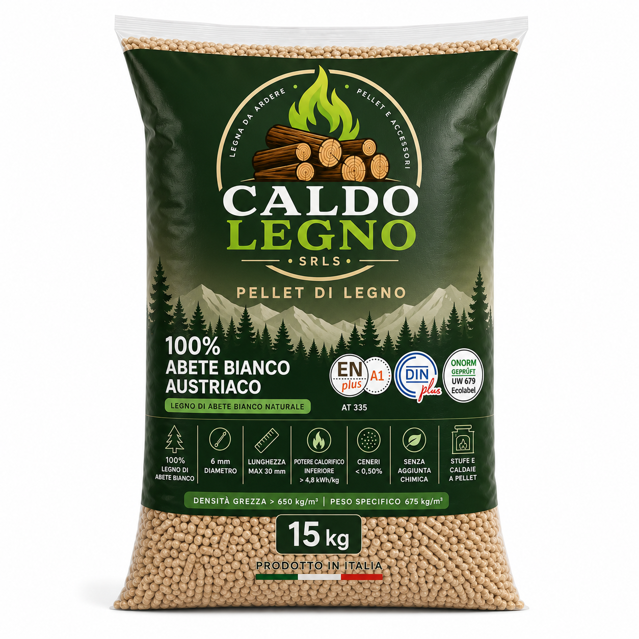 Pellet Caldo-Legno ENplus A1 100% Abete Bianco | 72 Sacchi 15 kg - immagine 2