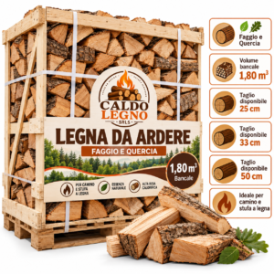 Legna da Ardere Caldo – Bancale 1,80 m³ di Faggio e Quercia