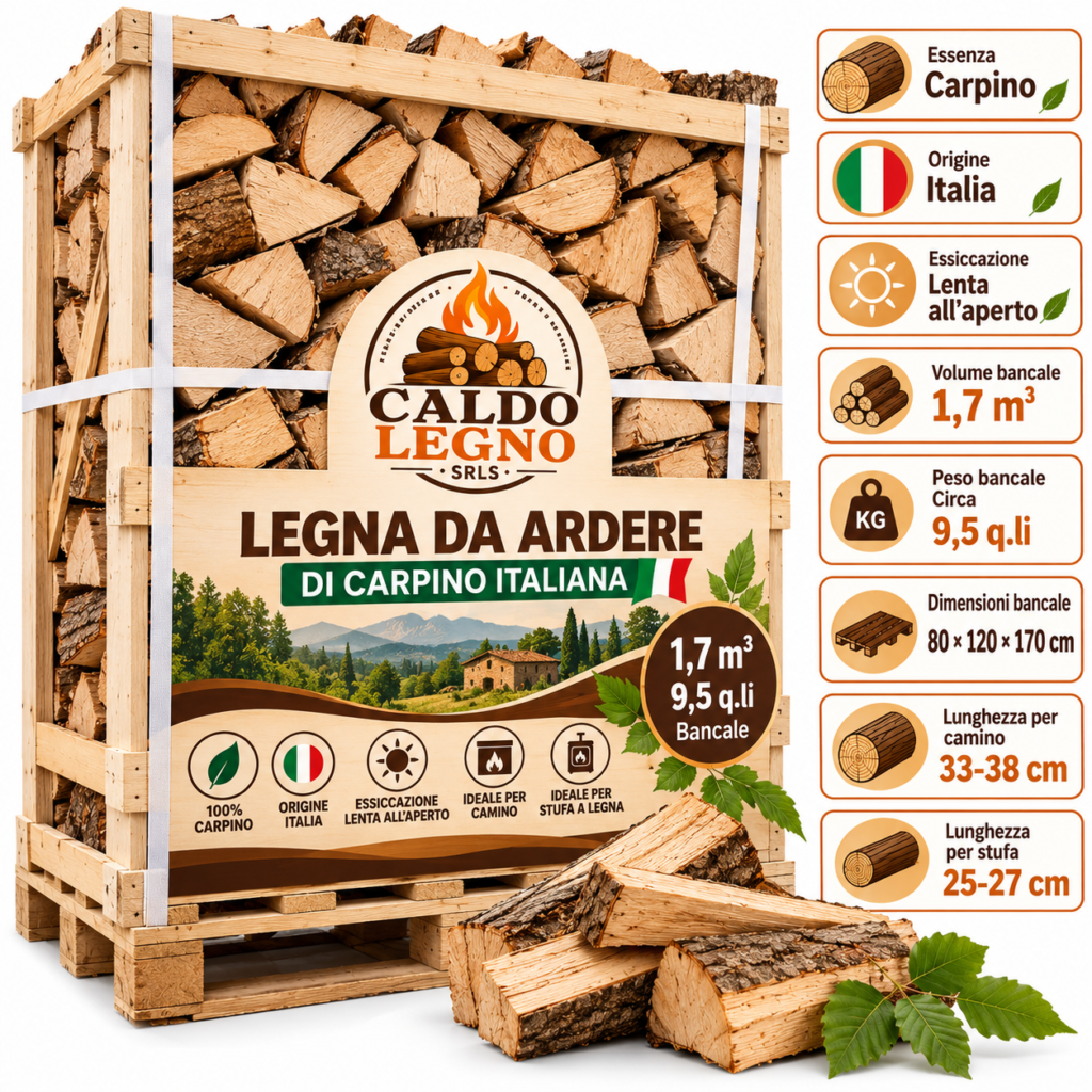 Legna da Ardere di Carpino Italiana – Bancale 1,7 m³ / 9,5 q.li